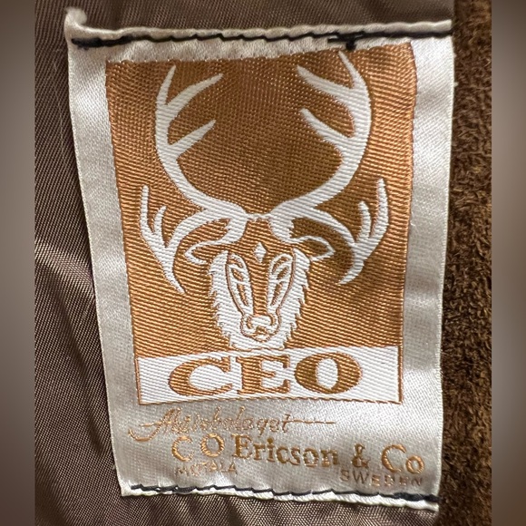 C O Ericson & Co Sweden Cognac Suede Leather Coat Women’s Size 6/8 - Picture 6 of 6